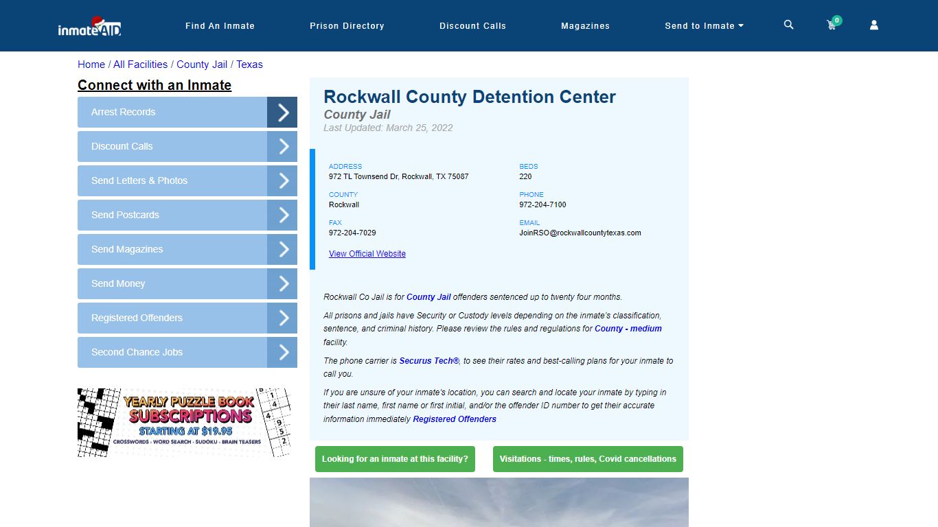 Rockwall County Detention Center - Inmate Locator - Rockwall, TX