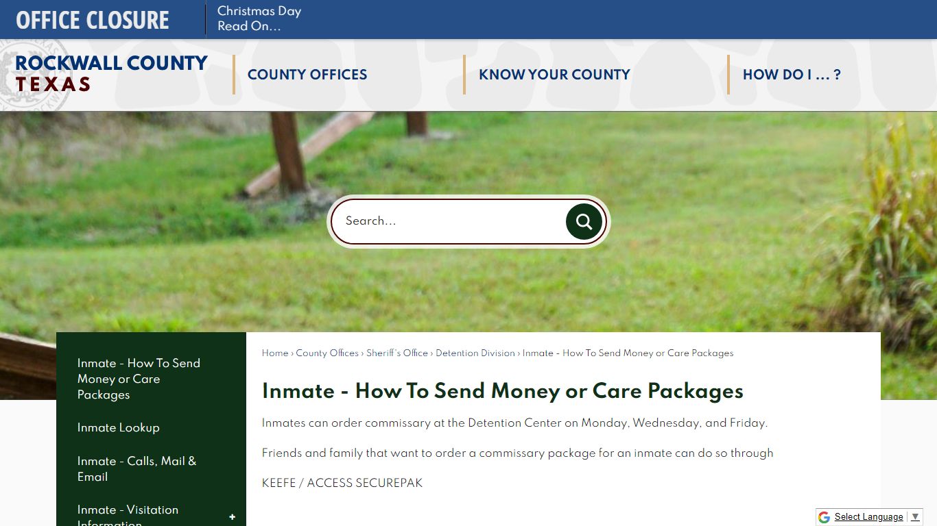 Inmate - How To Send Money or Care Packages | Rockwall County-Official ...